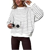 GORGLITTER Women's Striped Lightweight Sweatshirts Long Sleeve Crew Neck Oversized Pullover Top Fall Trendy