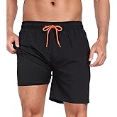 Fasker Mens Swim Trunks with Compression Liner 7" Inseam Quick Dry Bathing Suit Beach Shorts Swimming Trunks with Pockets