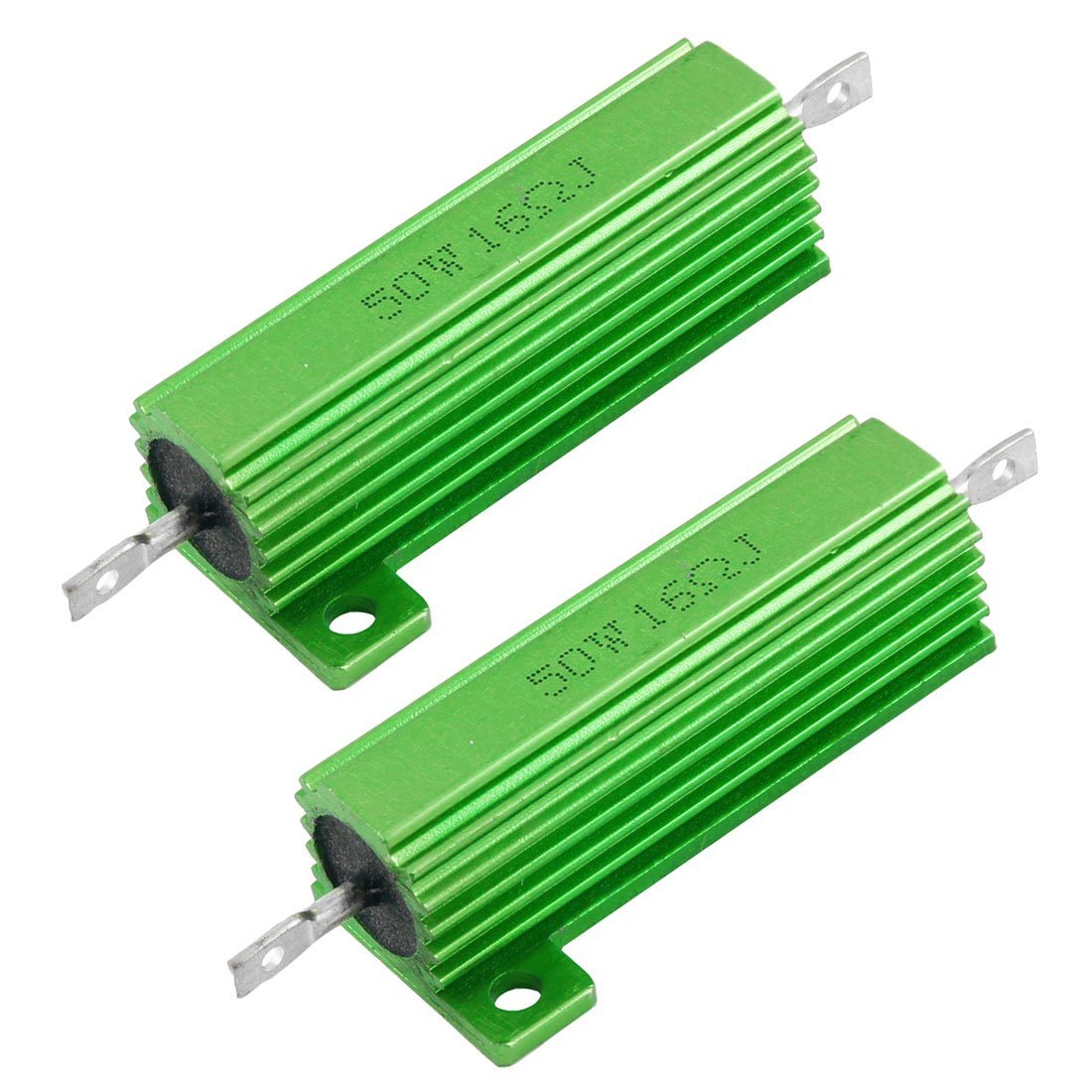 uxcell 2 Pcs Chassis Mount Green Wirewound Aluminium Housed Resistor