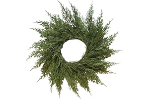 18 Inch Faux Cedar Christmas Wreathf for Front Door Artificial Green Wreath Real Touch Norfolk Pine Garland Holiday Decoratio