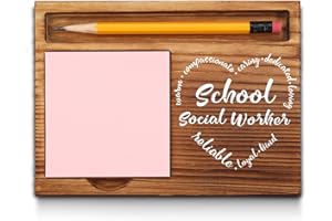 AKEKE School Social Worker Gifts, School Social Worker Appreciation Gifts, Thank You Social Worker Gifts, School Social Worker Office Decor, School Social Worker Desk Self-Stick Note Pad Holders GSH6