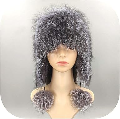 Leifun - Gorro de Invierno para Mujer, diseño de Zorro, Color Plateado