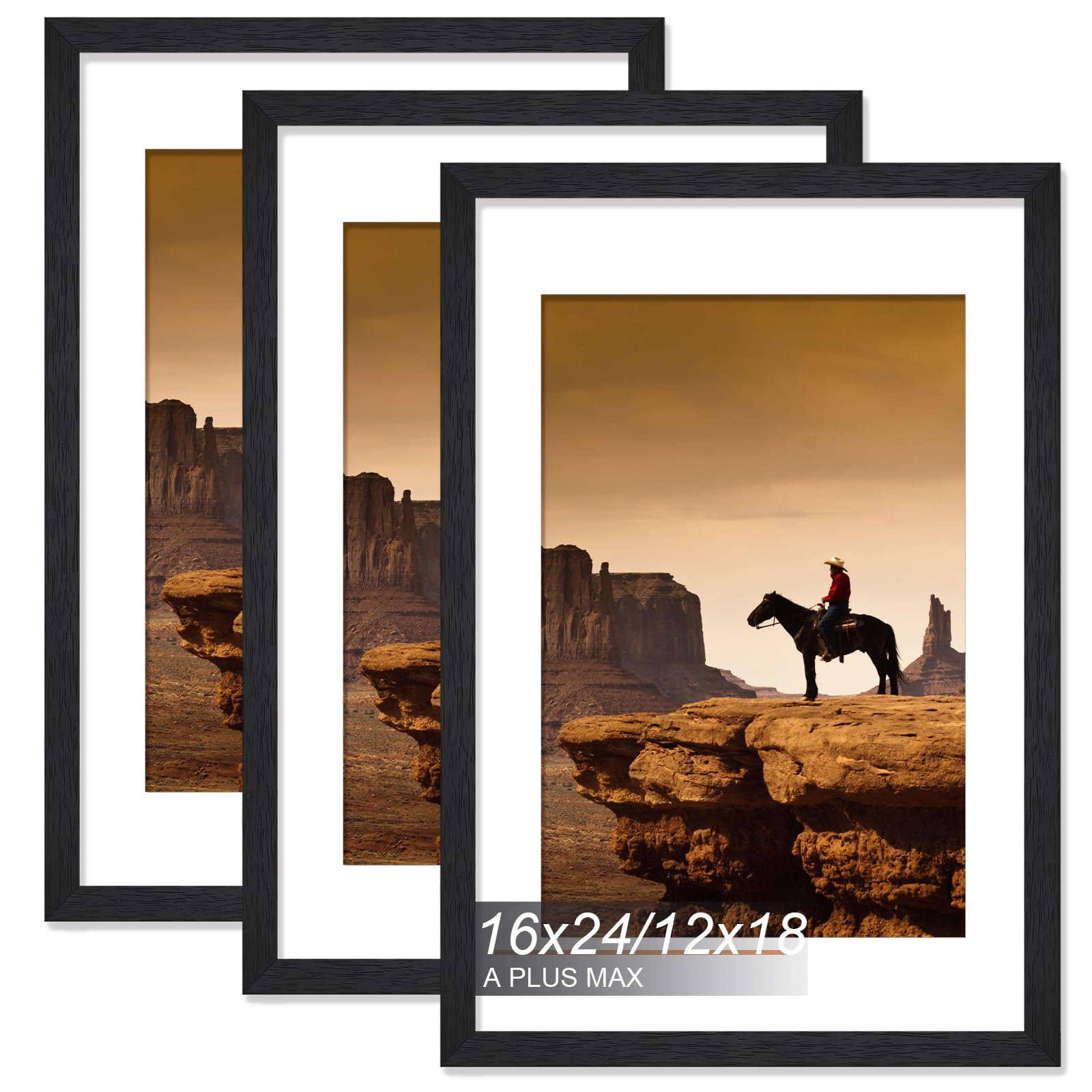 A PLUS MAX 16x24 Picture Frame Set of 3, Engineered