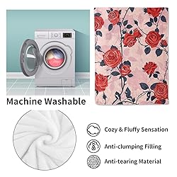 VANZEV Red Rose Blanket, Elegant Floral Pattern