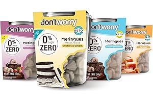 DON'T WORRY Don’t Worry Meringue Cookies – Zero Sugar Snacks for Diabetics, No Sugar Treats, Sugar Free Cookies, Low Carb & Gluten Free Snacks, Healthy Candy Alternative, Keto Food, Guilt-Free 4 Pack