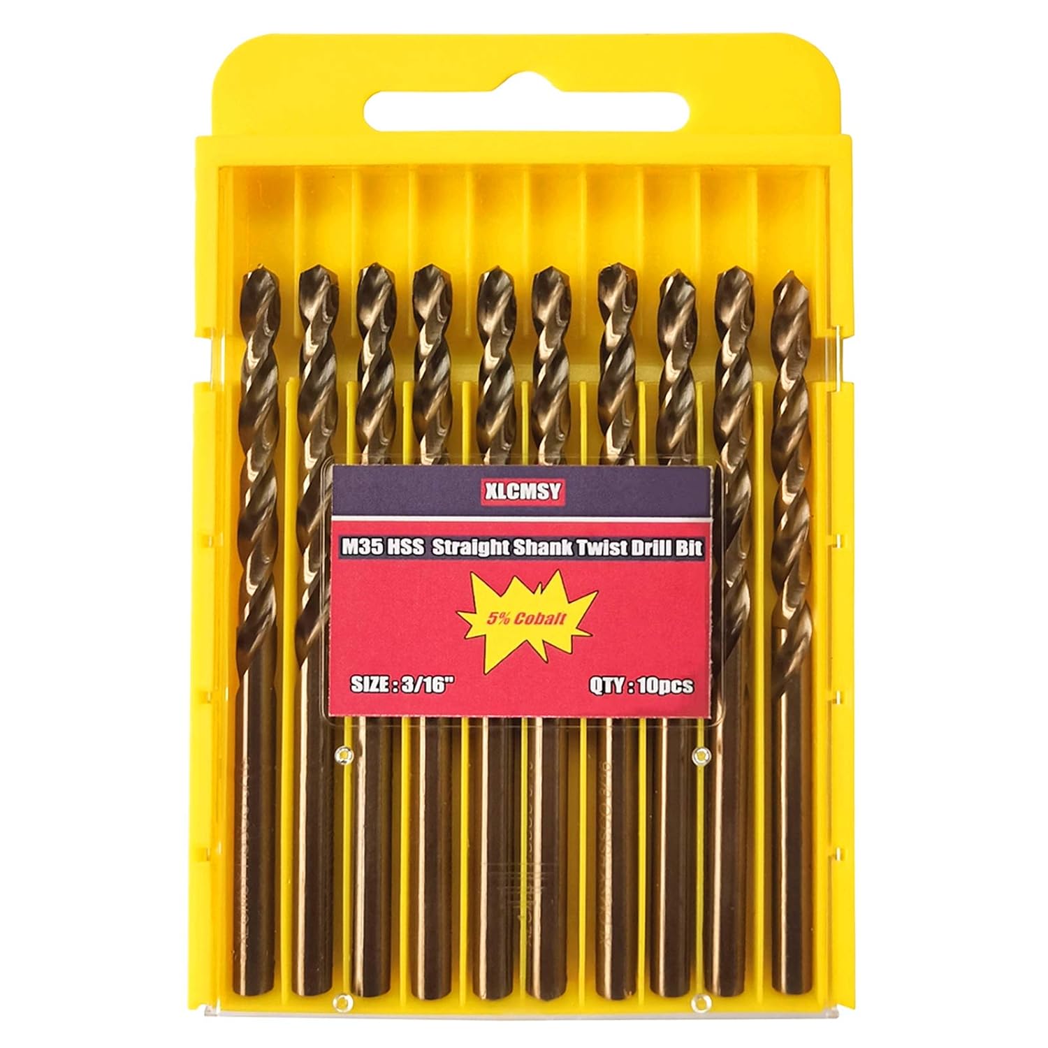 XLCMSY 3/16" inch Cobalt Drill Bit Set, M35 HSS Straight Shank Twist