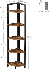 VASAGLE 5 Tier Corner Bookcase Industrial Style Rustic Brown Black LLS803B01 view 5