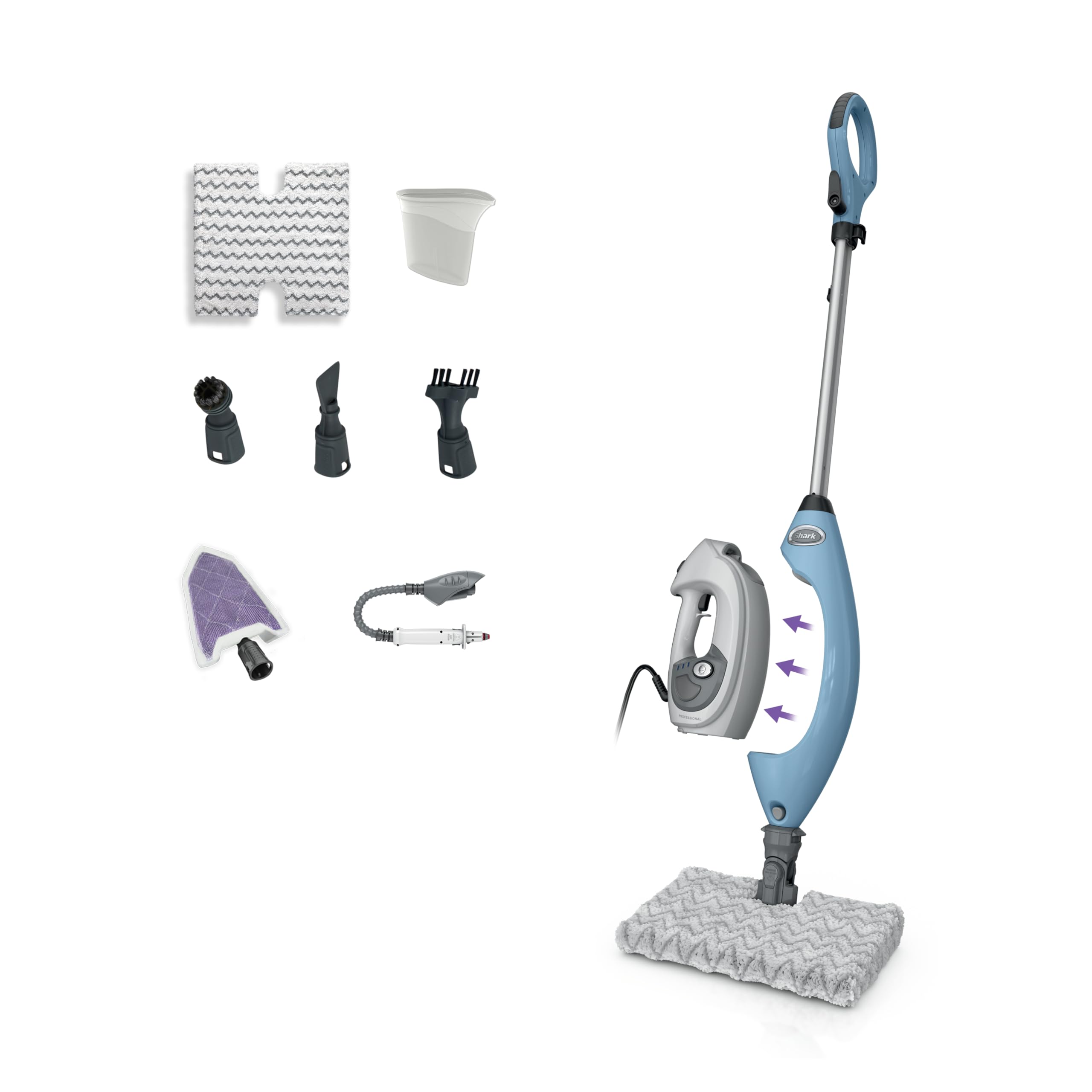 Photo 1 of Shark Lift-Away 5-in-1 Steam Mop with Detachable Handheld Steam Cleaner, for Whole Home Cleaning including Sealed Hard Floors, Kitchens, Bathrooms, Upholstery, Cars, Grout & more, Blueberry, S3972BRN