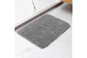 Kildoss Gray Bath Mat 17"x24" – High-Density Microfiber Bathroom Mat, Small Non Slip Absorbent Washable Bath Mats for Bathroo