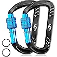 RHINO Produxs 12kN (2697 lbs) Heavy Duty, Locking, Auto Locking, Wiregate Carabiner Clips, for Securing Pets, Outdoor, Camping, Hiking, Hammock, Dog Leash Harness, Keychains