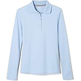 French Toast Girls' Picot Collar Polo Shirt with Long Sleeves (Kids Standard & Plus Size)
