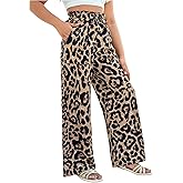 Floerns Girl's Cheetah Elastic Waist Pants Straight Leg Leopard Streetwear Trousers