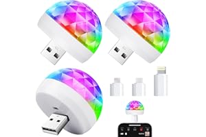 Luditek USB Mini Disco Ball Light, Sound Activated Party Light for Karaoke Car, Stocking Stuffers for Kids Teens Boys Girls, Party Decorations for Birthday Halloween Christmas (3 Packs)