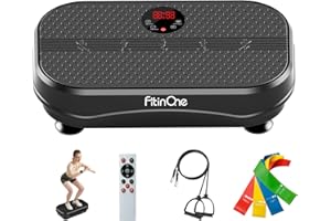 FitinOne Vibration Plate Exercise Machine for Lymphatic Drainage Massager, 330 Lbs Capacity Full Whole Body Workout Equipment with Loop Bands for Women Men, Fitness Platform for Weight Loss
