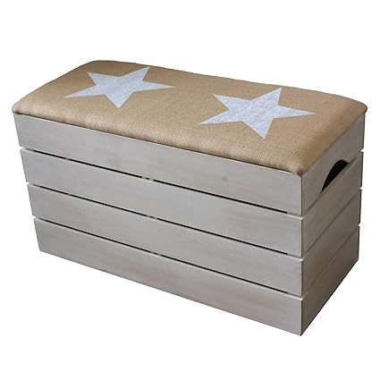 Liza Line BAÚL Grande de Madera (Blanco Envejecido), Banco de