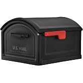 Architectural Mailboxes BILT CRE8 Post Mount Mailbox, Black, Extra Large | Durable plastic build with weather-resistant outdoor construction with a magnetic door closure. USPS approved.
