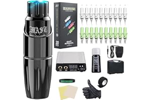 Dragonhawk Complete Rotary Tattoo Pen Machine Kit For Mast Tour Permanent Makeup 20Pcs Cartridges Needles Power Supply Color Inks for Tattoo Studio Artists 366H