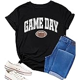 Football Shirts for Women Game Day Shirt Football Season Tshirt Sunday Graphic Tee Gifts Party Short Sleeve Tops