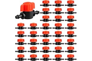 JOYPRO 1/4 Inch Drip Irrigation Valves, 35 Pcs Drip Irrigation Shut Off Switch Valves for 1/4" Drip Irrigation Tubing, Water Flow Control Valve Drip Line Cut Off Valve for Drip Sprinkler Garden System