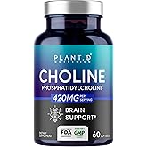 PLANT.O NUTRITION Choline Phosphatidyl Supplement | High Potency 430mg Phospholipid Complex | Promotes Energy, Liver, Brain, & Cognitive Health | 60 Softgels