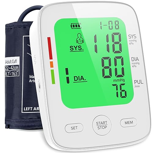 Medical Blood Pressure Machine for Home Use, Upper Arm 22-42cm Large Cuff Blood Pressure Monitors, LCD Digital Display | 2 * 99 Sets Memory | Heart Rate Monitor
