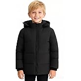 wantdo Boys' Winter Coat Puffer Jacket Waterproof Coat Hooded Zip Up