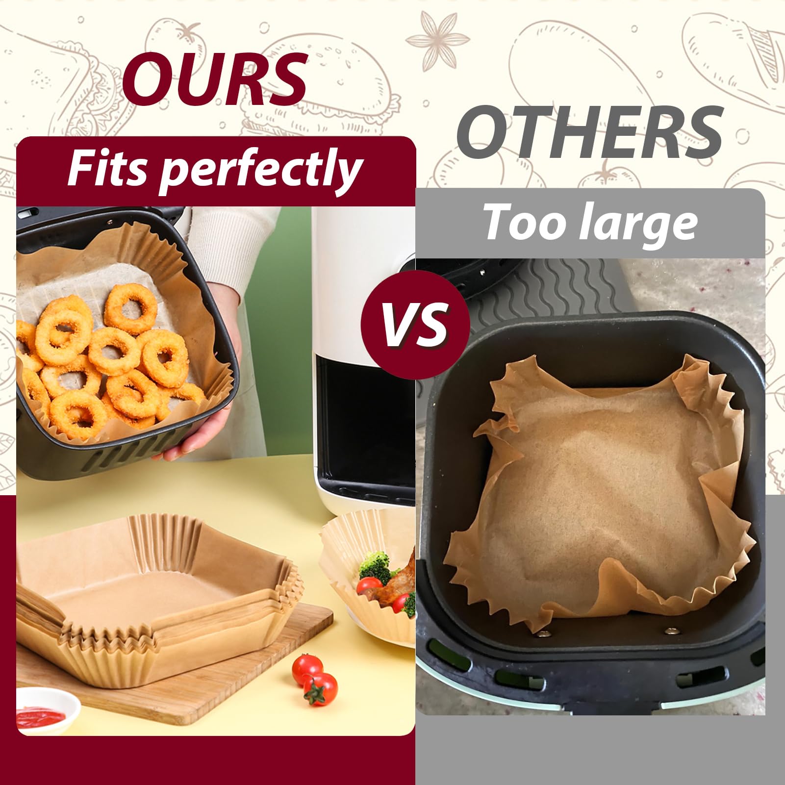 Small Air Fryer Liners for CHEFMAN 2 Qt Mini Air Fryer, 5.5inch Mini Air Fryer Parchment Paper Liners Disposable for Cosori 2.1Qt, Dash 2.6Qt, Instant Vortex 2Qt and other 2-3Qt Baskets, 125PCS