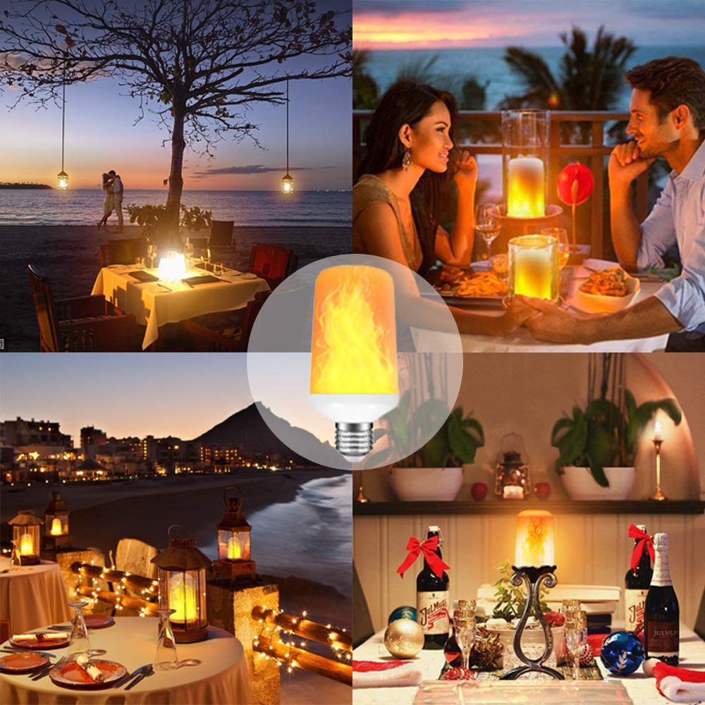 E27 LED-Flamme Effekt Fire Glühlampen, Creative Leuchten mit flackerndem Emulation, Vintage Atmosphäre Deko, Simuliert Gas Hurricane Laterne, warm weiß, 7Watt E27