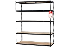 GARVEEHOME Garage Storage Shelves 5 Tiers, Heavy Duty Storage Shelving Racks with 3000 LBS Capacity, 60 " L x 24 in W x 72 in H Metal Adjustable Shelving Unit for Kitchen Pantry Basement Bathroom Laundry