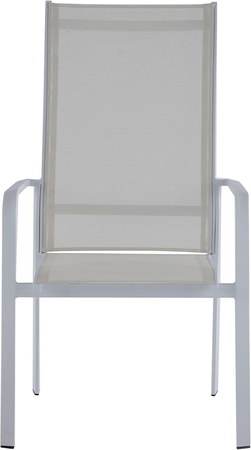 cosco outdoor living paloma steel patio dining chairs light gray sling on Amazon Com Milan Melbourne Matte White Mesh Outdoor Aluminum High Back Chair Set Of 2 Garden Outdoor