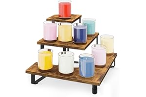 ELITEROO 3 Tier Wooden Retail Display Shelves, Portable Display Rack for Retail Counter Top Craft Shows Tradeshows, 3 Step Corner Tiered Table Display Tower Stand for Cupcake Jewelry Display