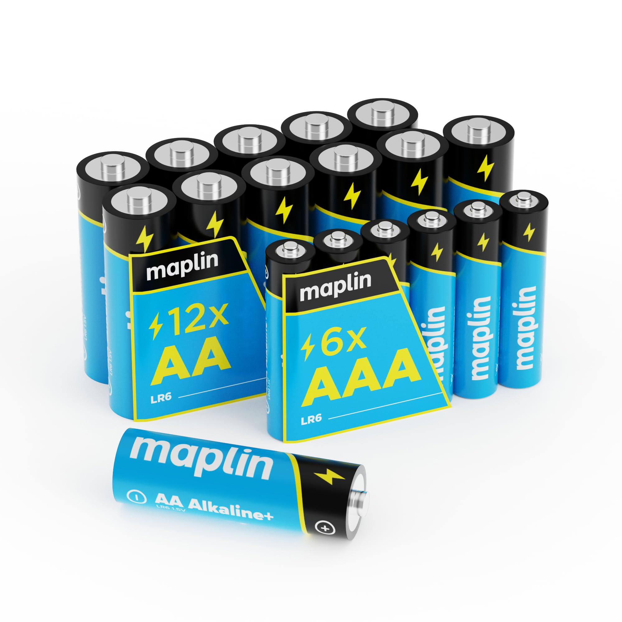 Maplin 12x AA LR6 / 6x AAA LR03 1.5V Alkaline Batteries (Triple A) 7 Year Shelf Life High Performance
