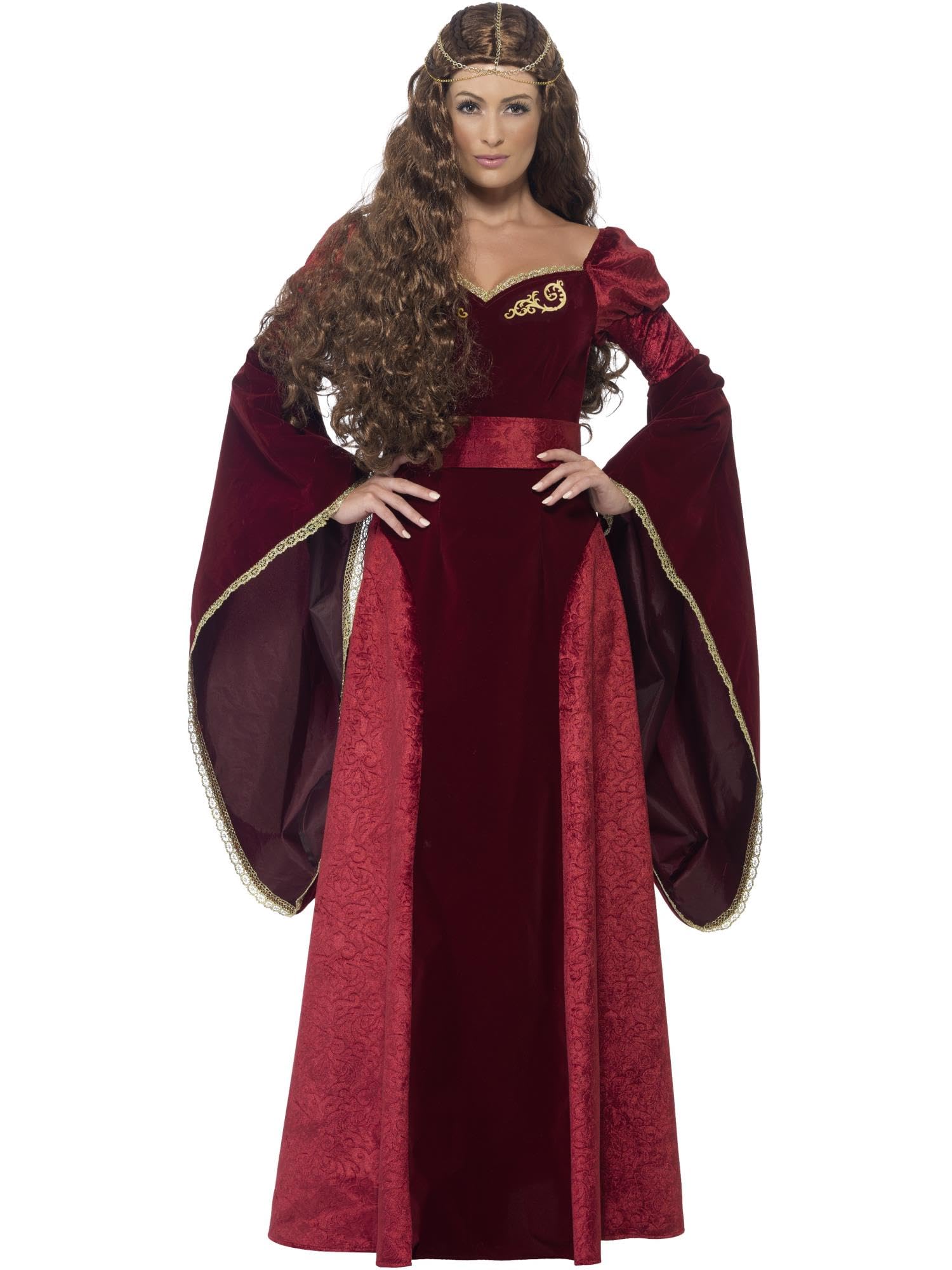 Smiffys Deluxe Medieval Queen Costume, Red, XL - UK Size 20-22
