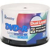Smart Buy 50 Pack DVD+r Dl 8.5gb 8X White Inkjet Hub Printable Blank Disc | Hold Roughly 240 mins of Data, Dual Layer, Double Layer, Full White Surface for Inkjet Printer, Video Data Music Media Disc