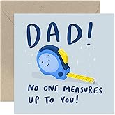 Old English Co. No One Measures Up To You Dad Father's Day Card for Him - Funny DIY Birthday Card for Dad | From Son, Daughter, Children | Blank Inside & Envelope Included