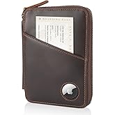 Polare Full Grain Leather Travel Passport Wallet With AirTag Slot RFID Blocking Passport Holder Soft Bifold Cover Case with YKK Zipper