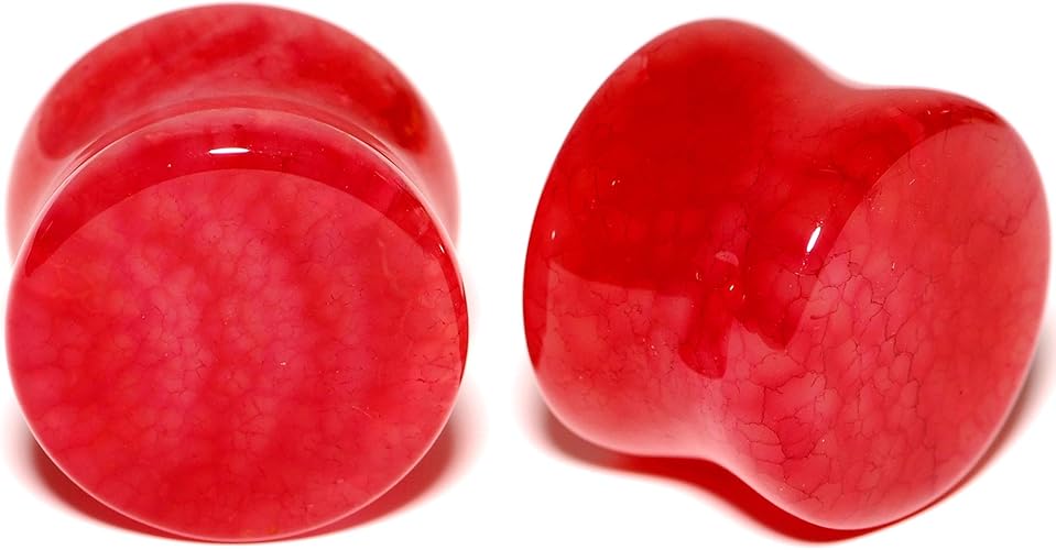 Amazon Com Body Candy 5 8 Unisex 2pc Organic Solid Red Stone Saddle Plugs Double Flare Plug Set Ear Plug Gauges 16mm Jewelry