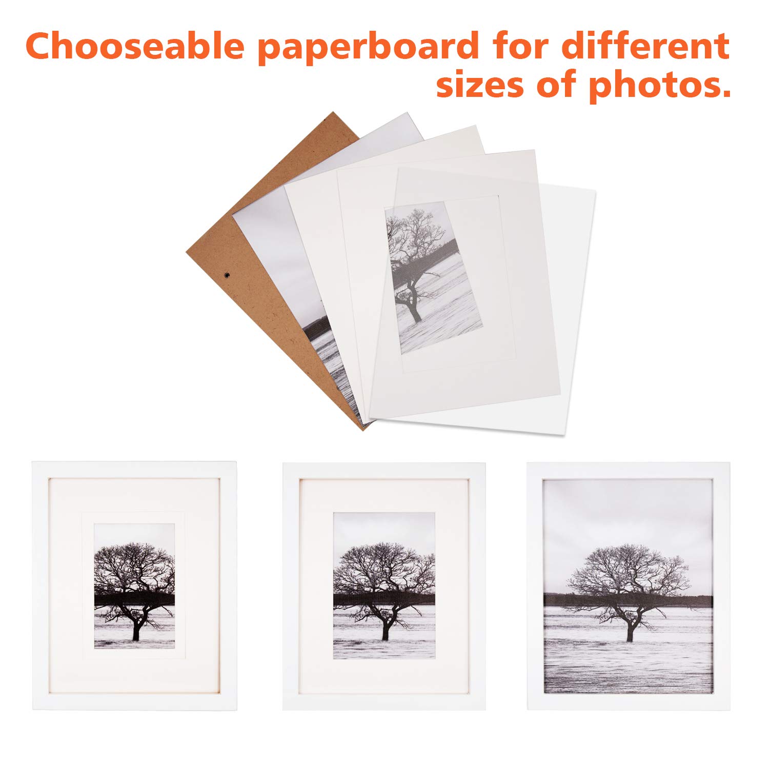 Egofine 8x10 Picture Frames 4 PCS - Made of Solid Wood HD Plexiglass for Table Top Display and Wall Mounting Photo Frame White