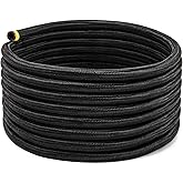 6an Fuel Line Hose, 20 FT 3/8 Braided Fuel Line Nylon Braided 6an Hose Line, Nylon CPE AN6 Fuel Line for Fuel, Oil, Gas, Diesel, Hydraulic - Black