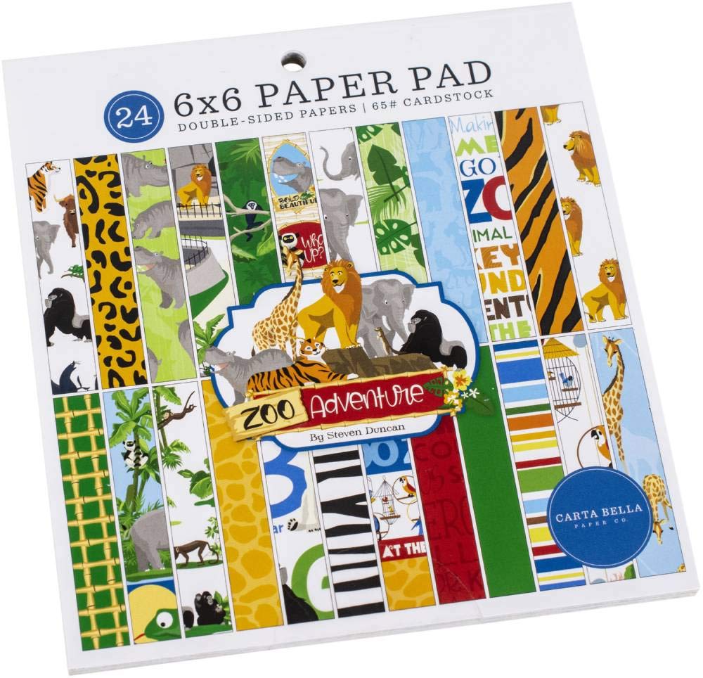 Carta Bella Paper 6X6 PAD, Zoo Adventure, 12 Designs/2 Each, One Size