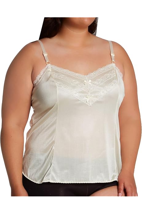 Shadowline Women's Lace Trim Camisole, 4903, Beige, S at
