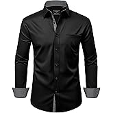 Alimens & Gentle Men's Dress Shirts Long Sleeve Wrinkle-Free Business Casual Button Down Shirt