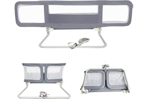 DEYGIA Bed Rail For Toddlers, Extra Long 59'' Baby Bed Rail Guard For Kids, 180° Up Side Down Foldable Portable Bed Fence, Infants Bed Guardrail For Travelling Hotel, Home Use, Full Twin Queen King Mattress