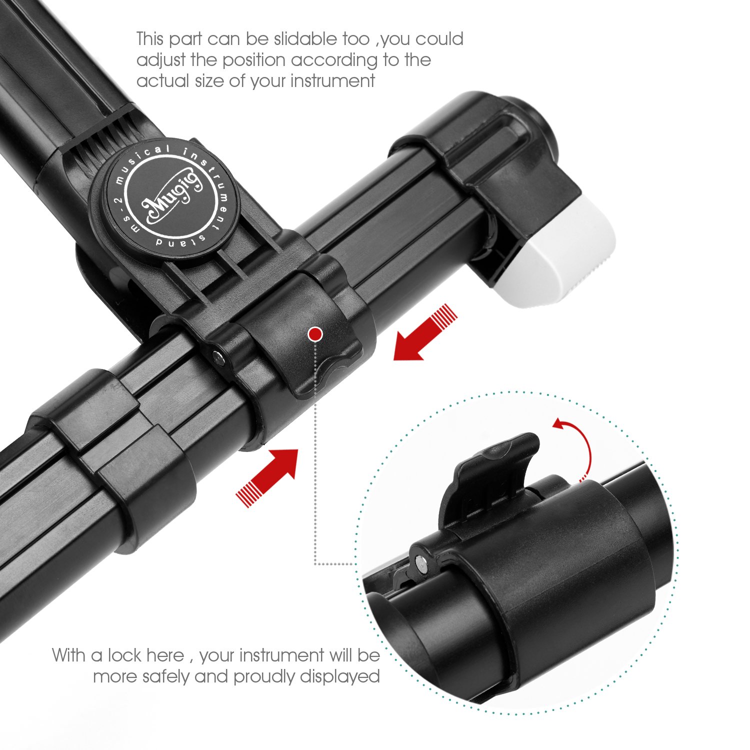 Universal Design Portable Adjustable Folding A-Frame Professional Travel Stands for Acoustic/Electric/Classical Guitar,Bass,Banjo (Black)