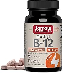 Jarrow Formulas Methyl Vitamin B12 2500 mcg, 100 Chewable Tablets, Tropical Flavored- Bioactive B12 Vitamin - Supports Cellul