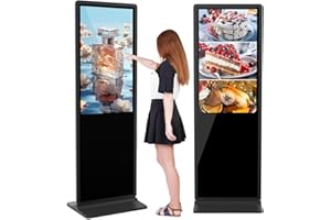 YCKJNB 32 inch Indoor Digital Signage Touchscreen IPS Floor Standing Digital Kiosks Interactive Displays with WiFi HDMI/USB Input Auto AD Player, Android OS Black