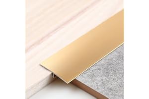 Trimold 3Pcs Aluminum T Molding Trim & Floor Transition Strips, Flat Divider Strip for Door Threshold and Joining Flooring Gaps of Laminate Planks Tile (2.9Ft x 1.6In, Matte Gold)
