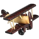 DECHOUS Wooden Vintage Airplane: Small Wooden Airplane Decor Model Plane Nursery Ornament - 6x5.5x3 Inch Biplane Model for Boys Kids Room Home Desk Toy