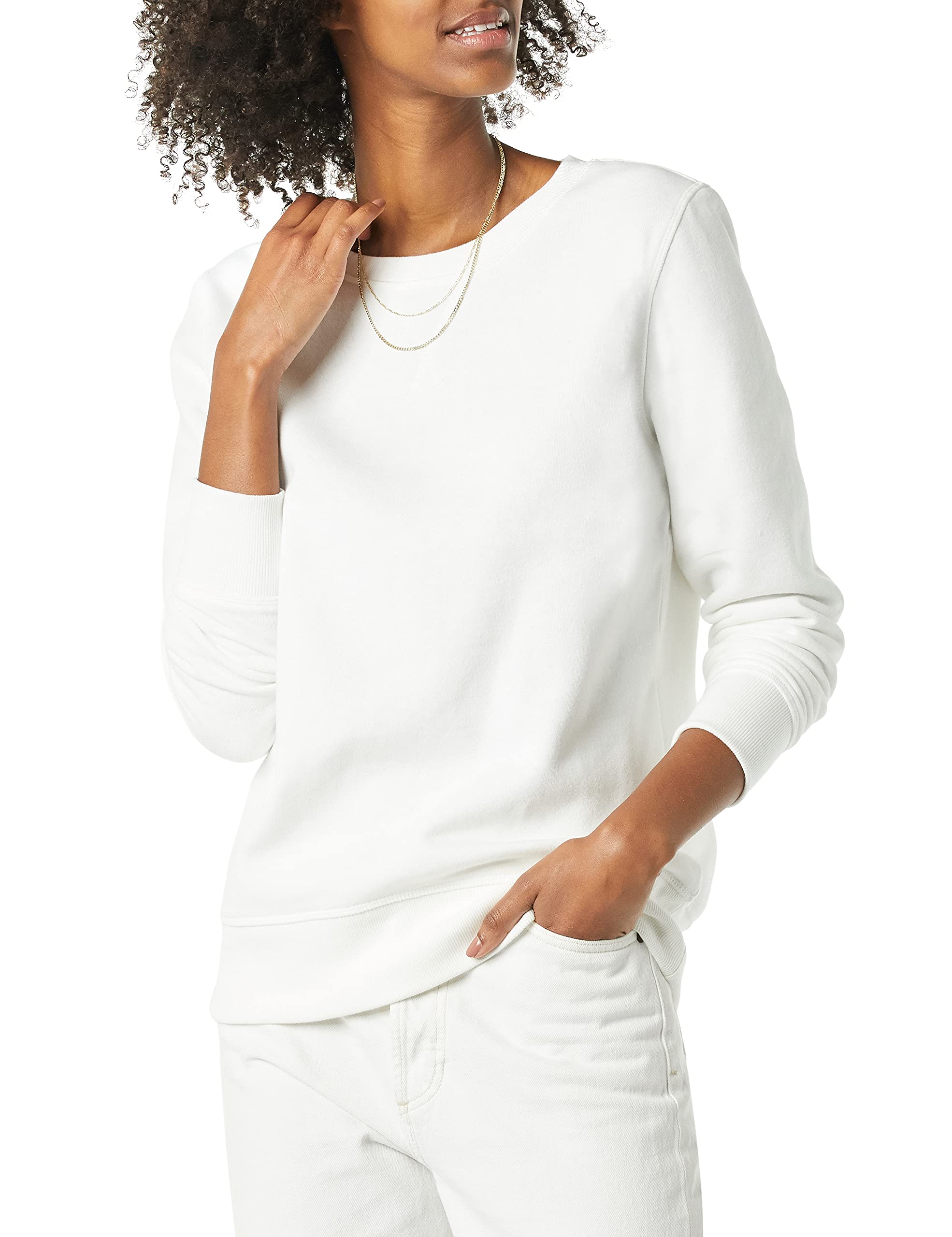Photo 1 of Amazon Essentials Women's Fleece Crewneck Pullover Sweatshirt (Available in Plus Size), White, Medium