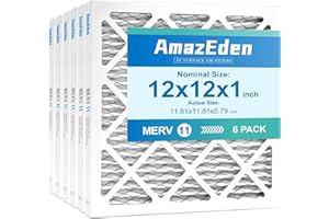 AMAZEDEN 12x12x1 Air Filter (6-Pack) MERV 11 MPR 1000 & FPR 7 Pleated AC Furnace Filters Dust Defense Replacement (Exact Dimensions: 11.81"x11.81"x0.79")